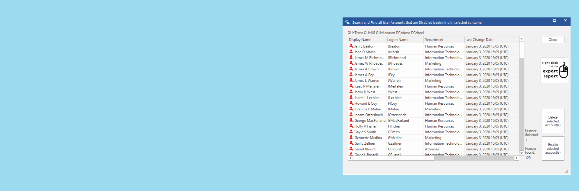 Active Directory Audit user accounts and group membership